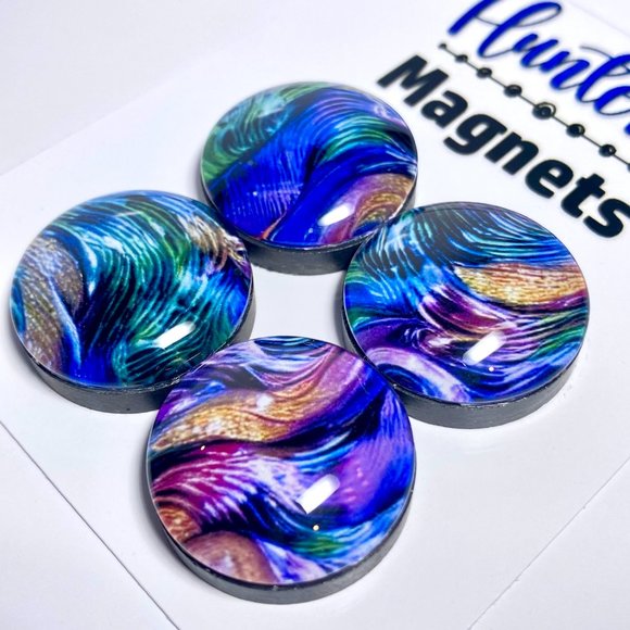Set of 4 Magnets - Holo Vivid Glass Refrigerator Kitchen Whiteboard - Picture 3 of 3